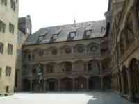 Castle courtyard and statue