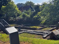 Roman Trail sign, Emonan house